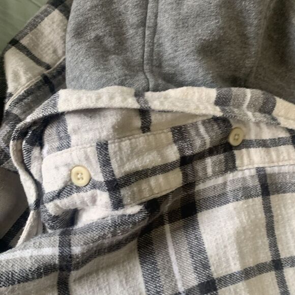 American Eagle Plaid Button Up Shirt with Removable Hoodie Sz L Super Soft - Picture 7 of 8